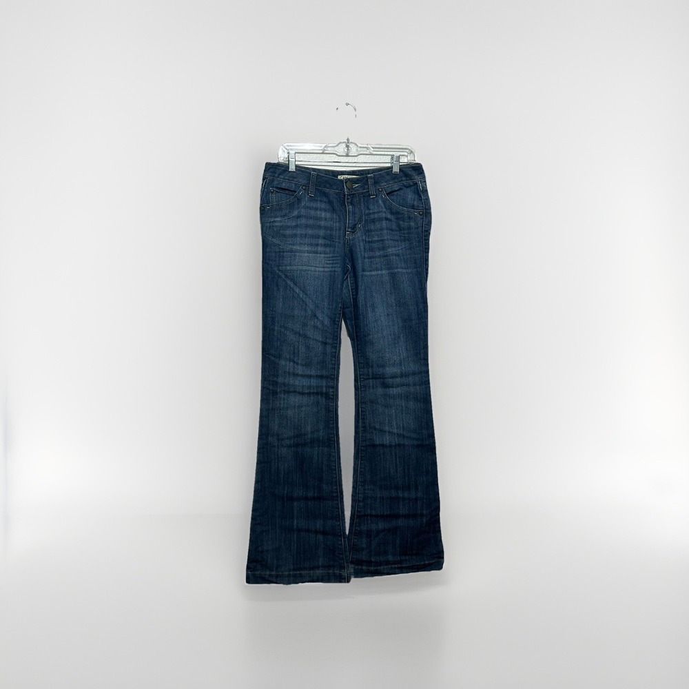CAbi Blue Dark Wash Denim Flare Jeans Low Rise Size Women's Size 6 Style# 881L